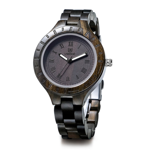 UWH1001 Black Sandal Wood Watch for Women