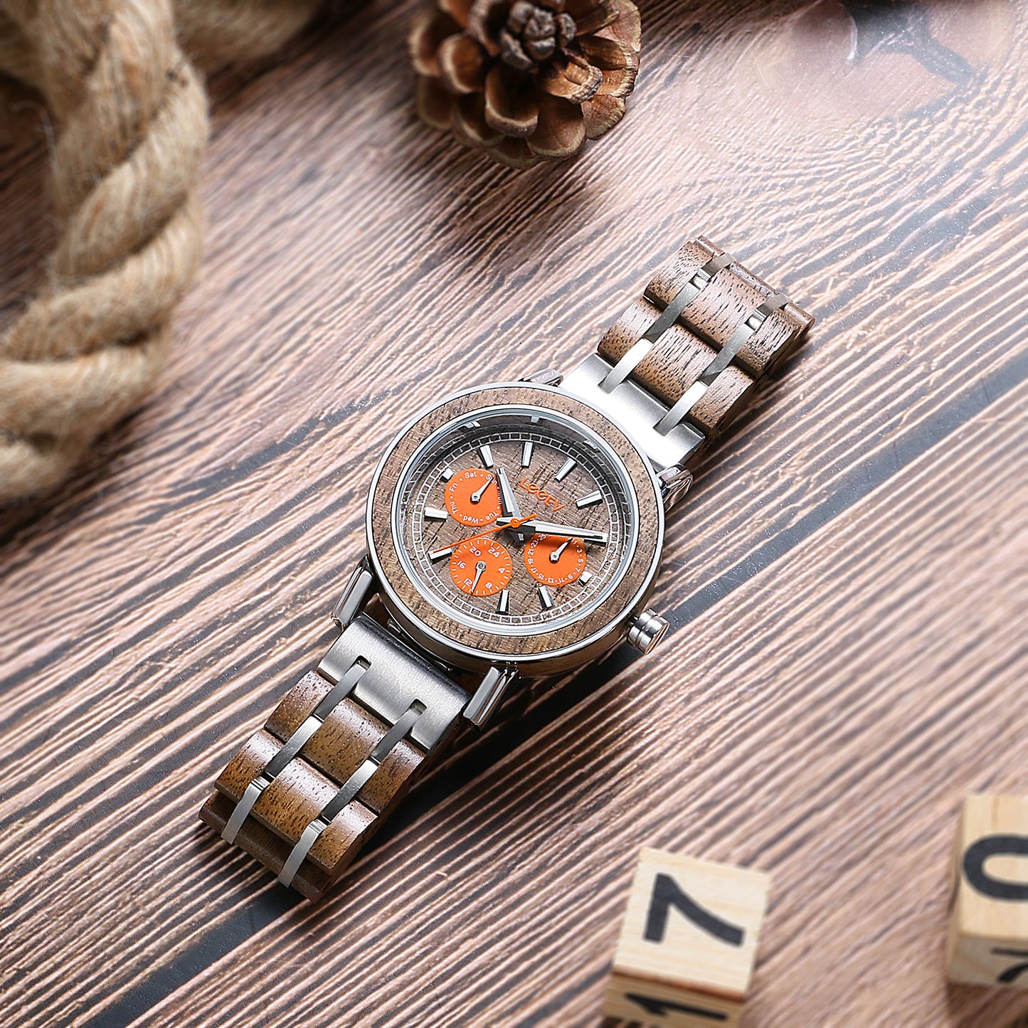 EV2020 Stainless Steel & Wood Watch for Men