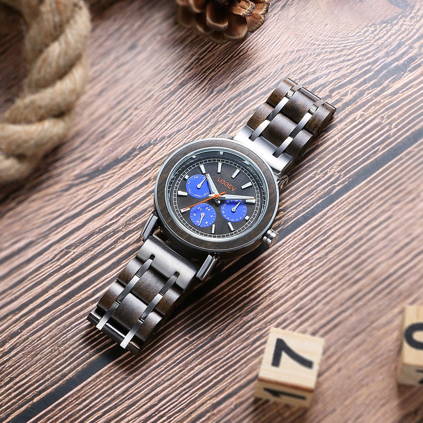 EV2020 Stainless Steel & Wood Watch for Men
