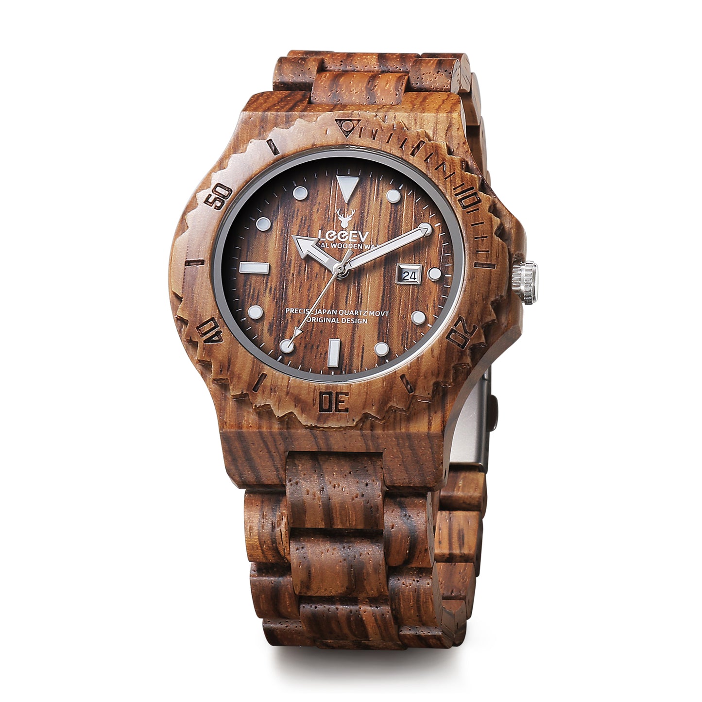 EV1953 Natural Zebra Wood Watches for Men