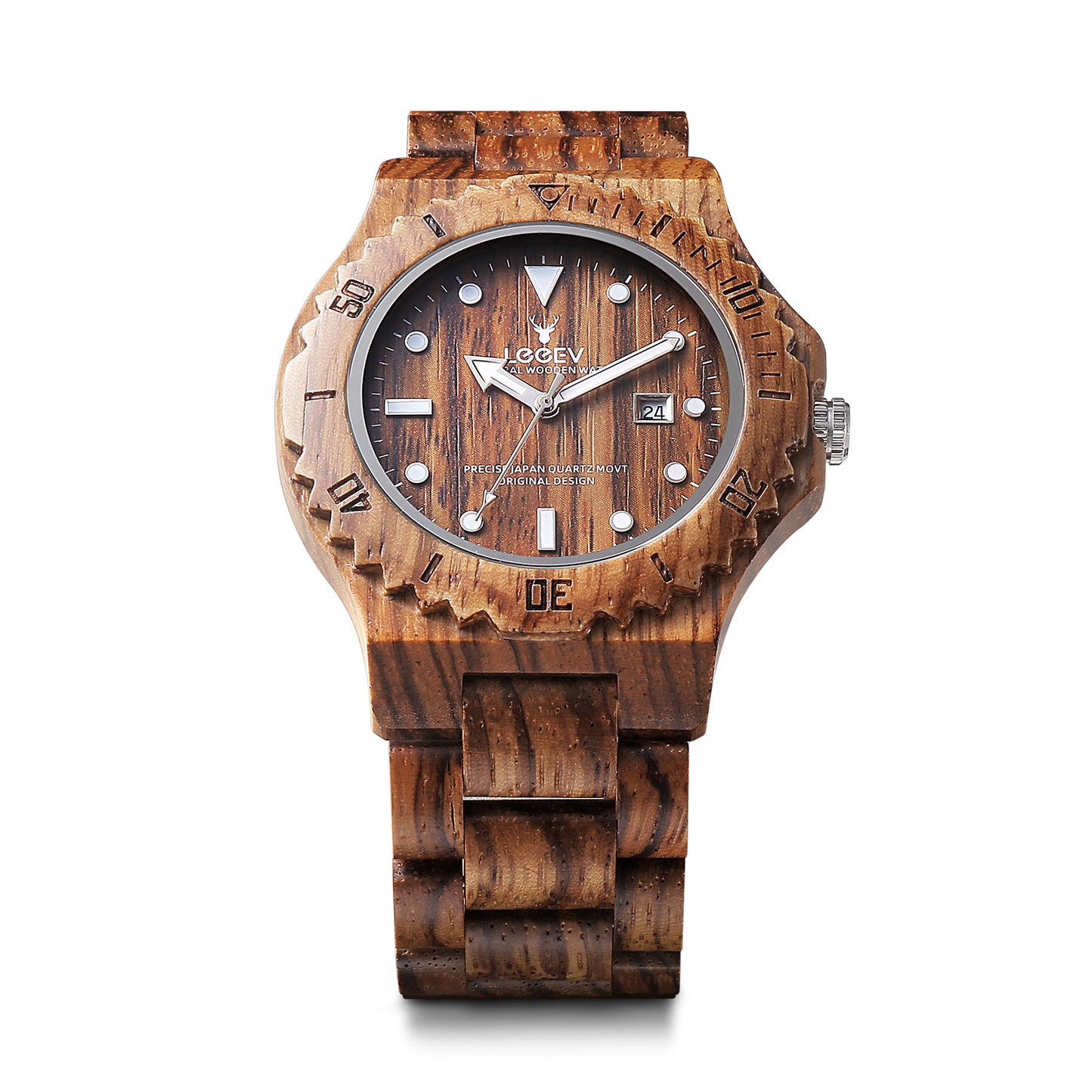 EV1953 Natural Zebra Wood Watches for Men