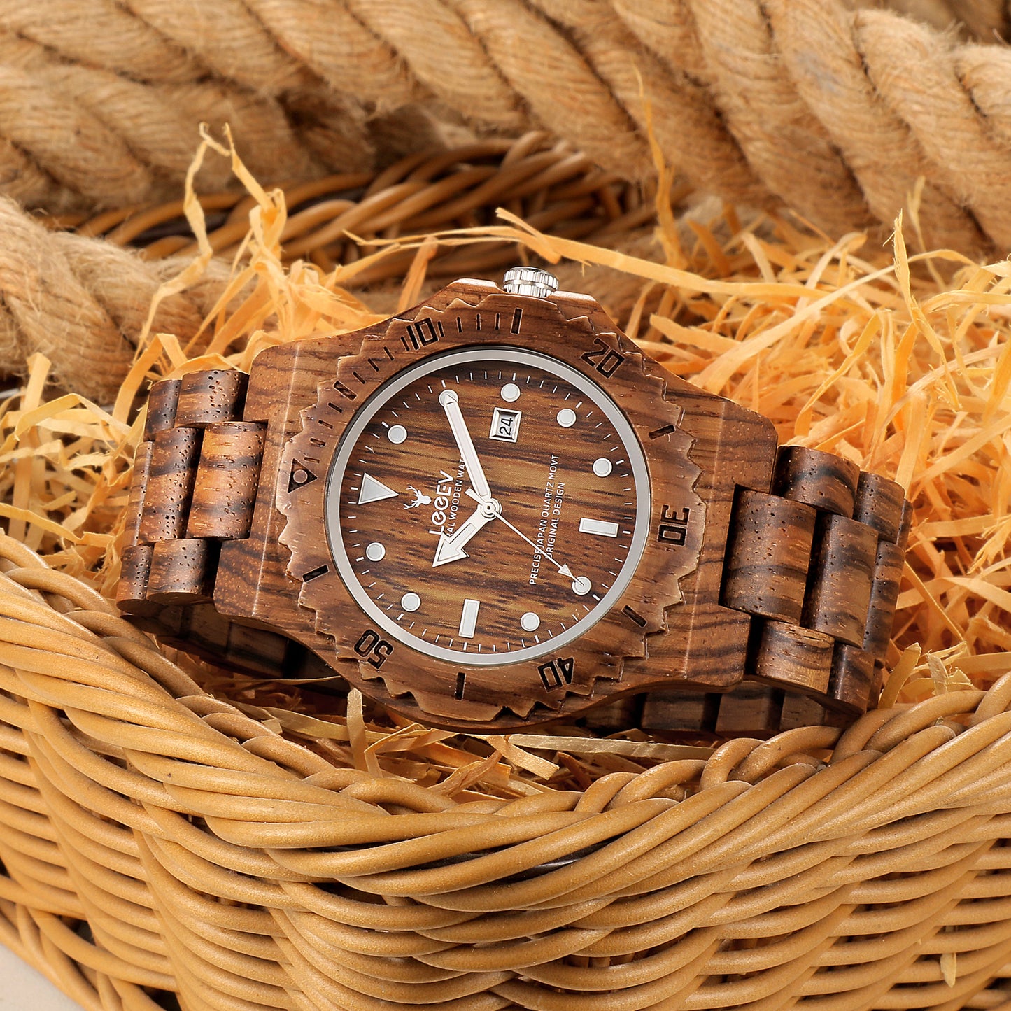 EV1953 Natural Zebra Wood Watches for Men
