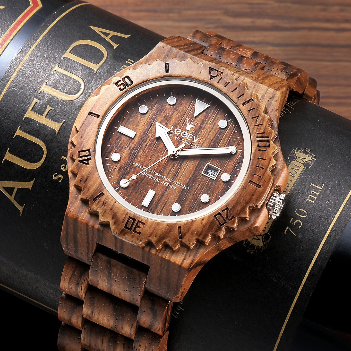 EV1953 Natural Zebra Wood Watches for Men