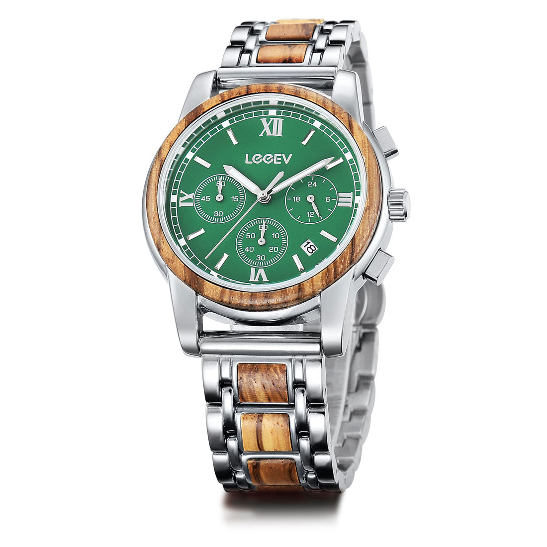 EV1016 Stainless Steel & Wood Watch for Men Green/Blue