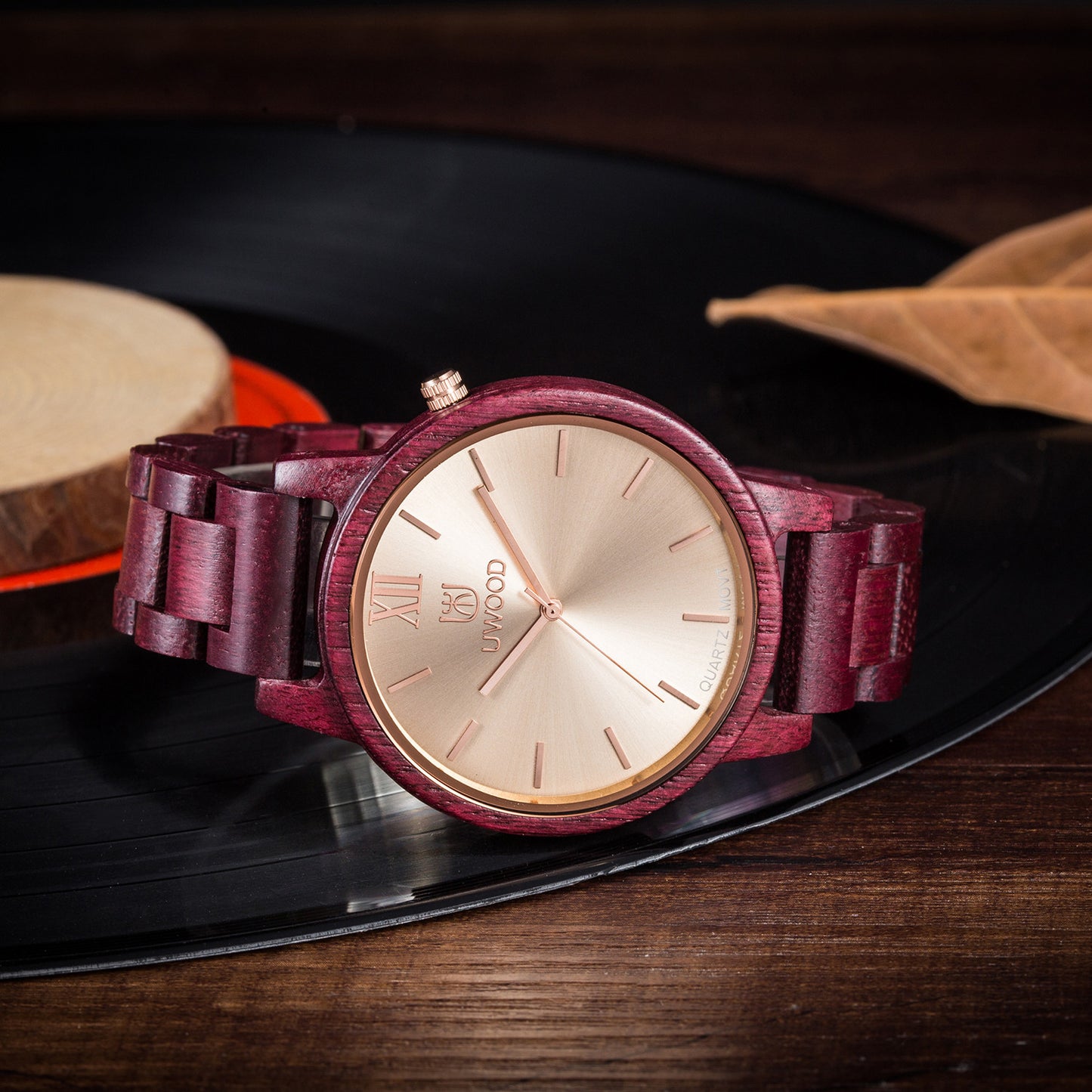 UWH1002 Purple Heart Wood Watch for Men