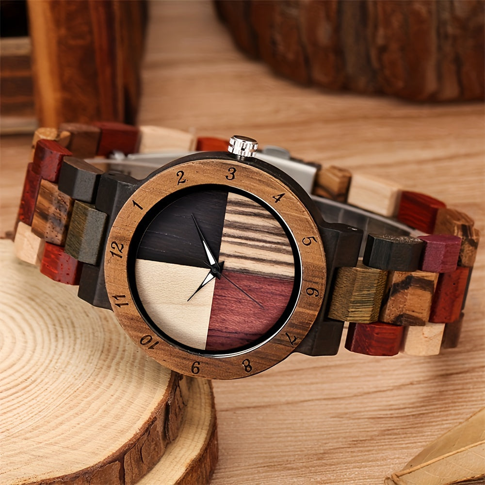 EV1028 Multi Color Band Solid Wood Watch