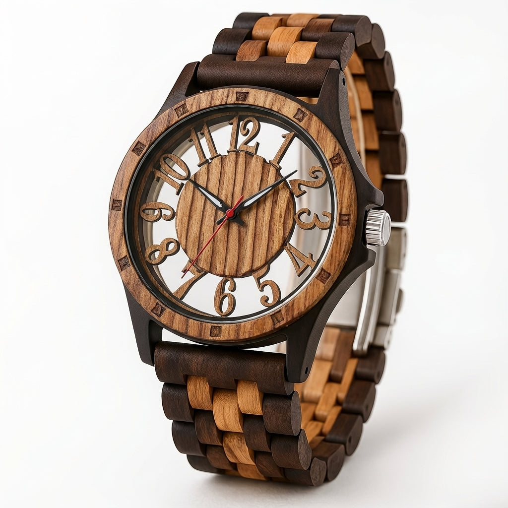 EV1027 Zebra Black  Men's Wood Watch
