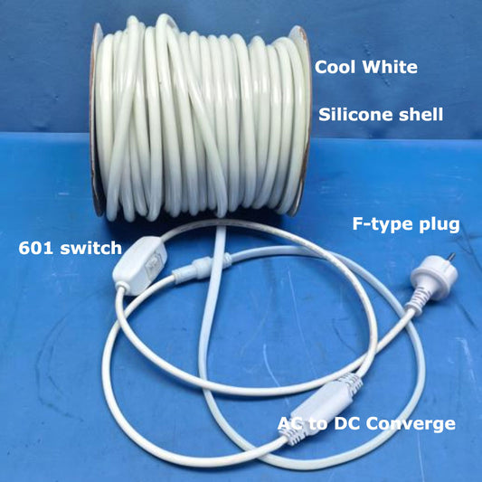 Custom Length Neon 220-240v LED stip lights Cool white 1*13.5m  1*27m  1* 30.5m