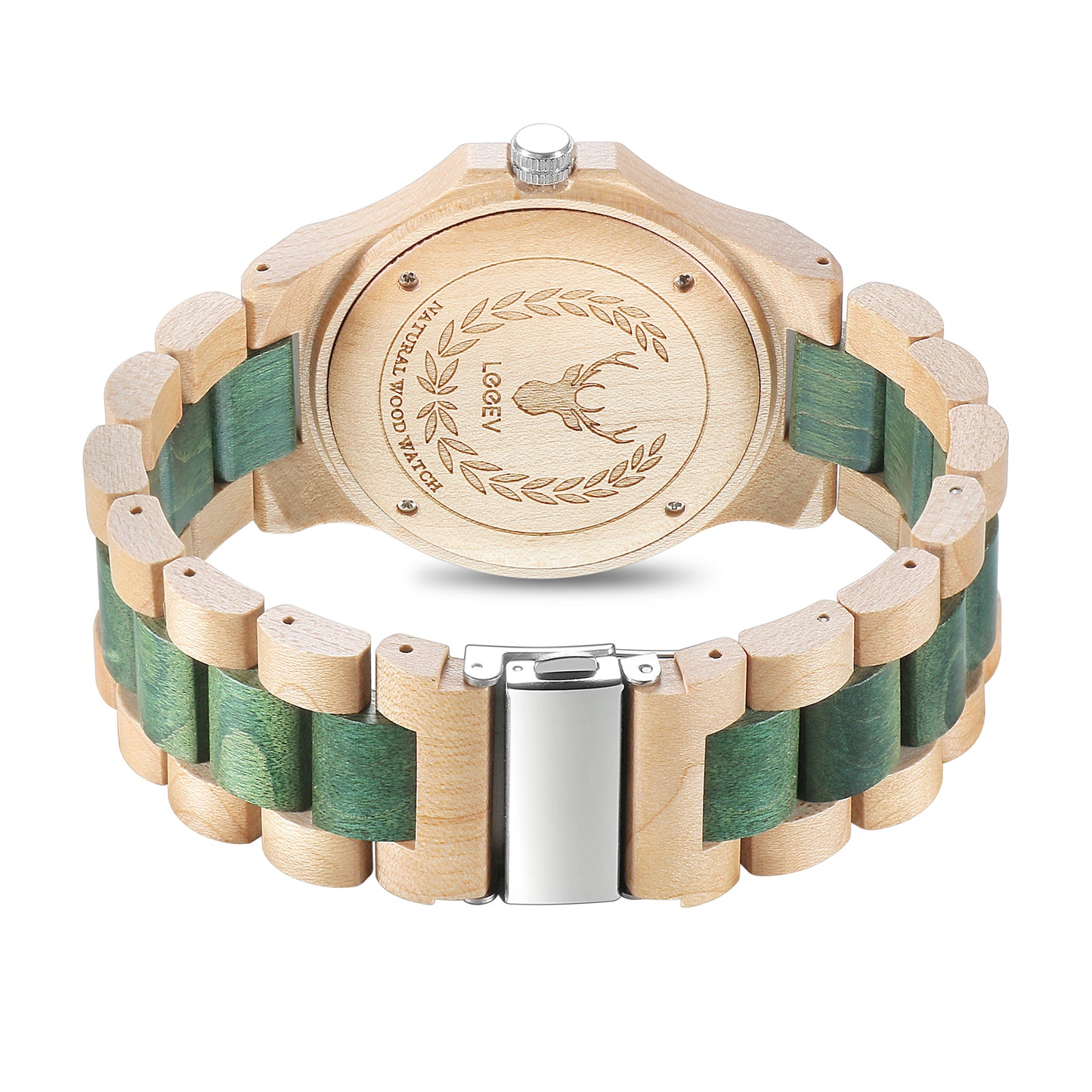 EV1953 Natural Maple Wood Watches for Men Green