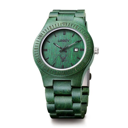 EV1015 Green Solid Wood Watch for Men