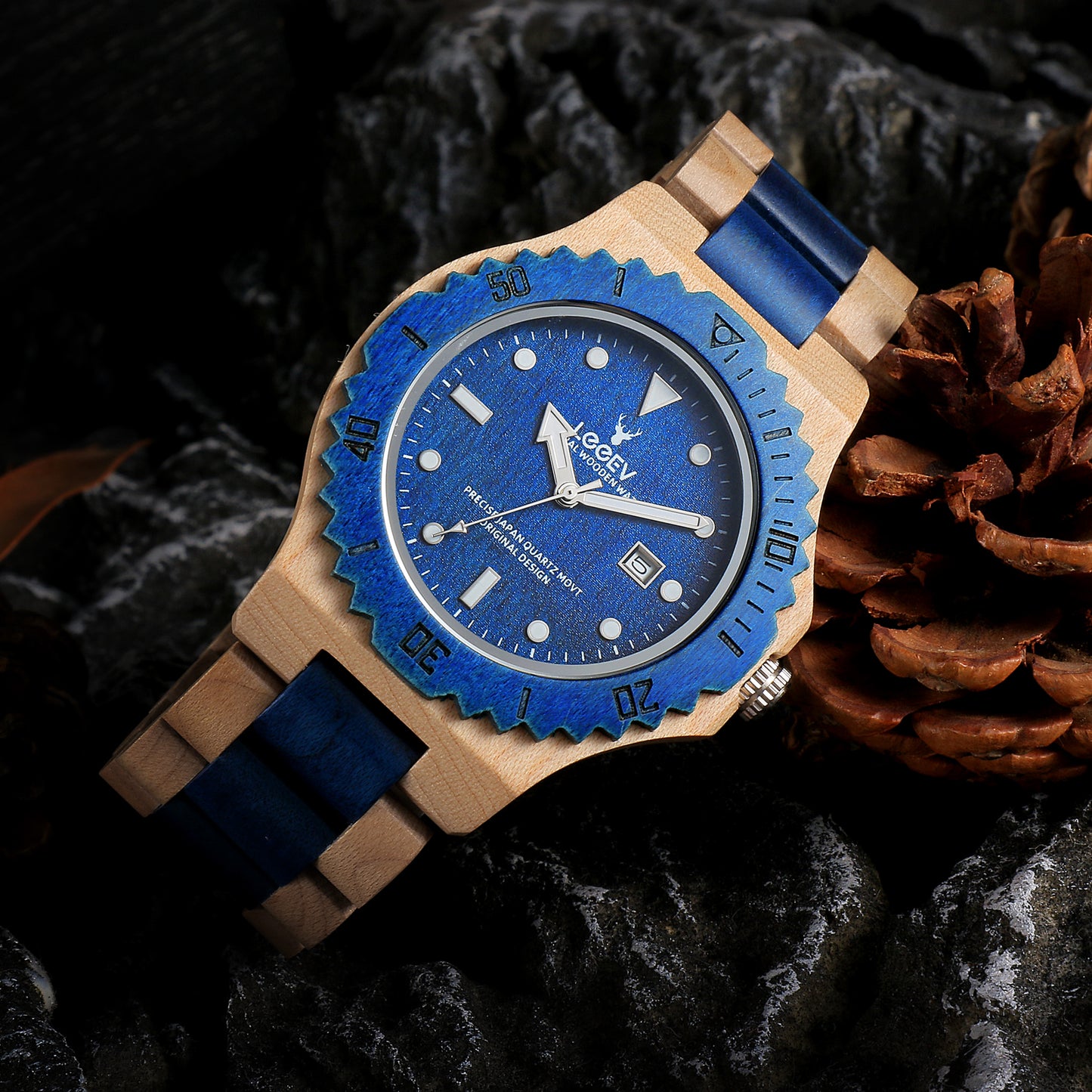 EV1953 Natural Maple Wood Watches for Men