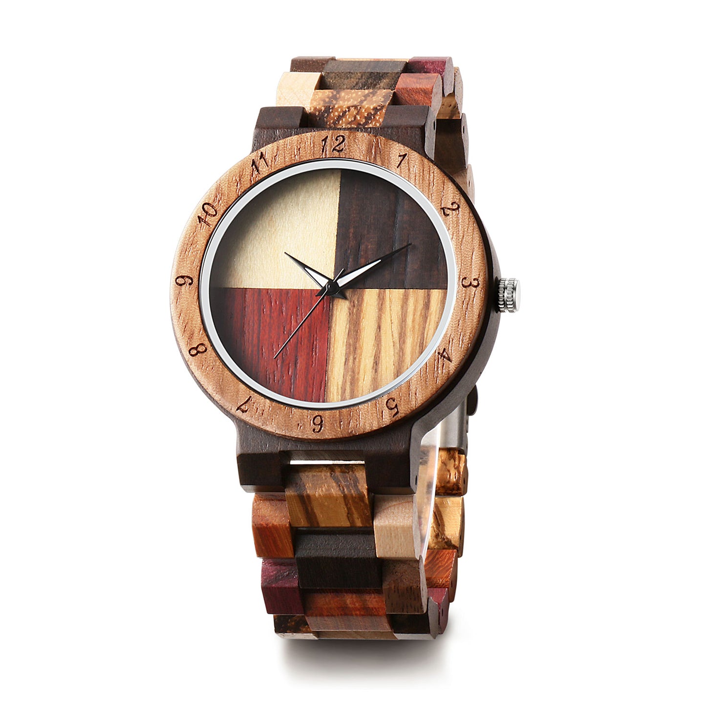 EV1028 Multi Color Band Solid Wood Watch