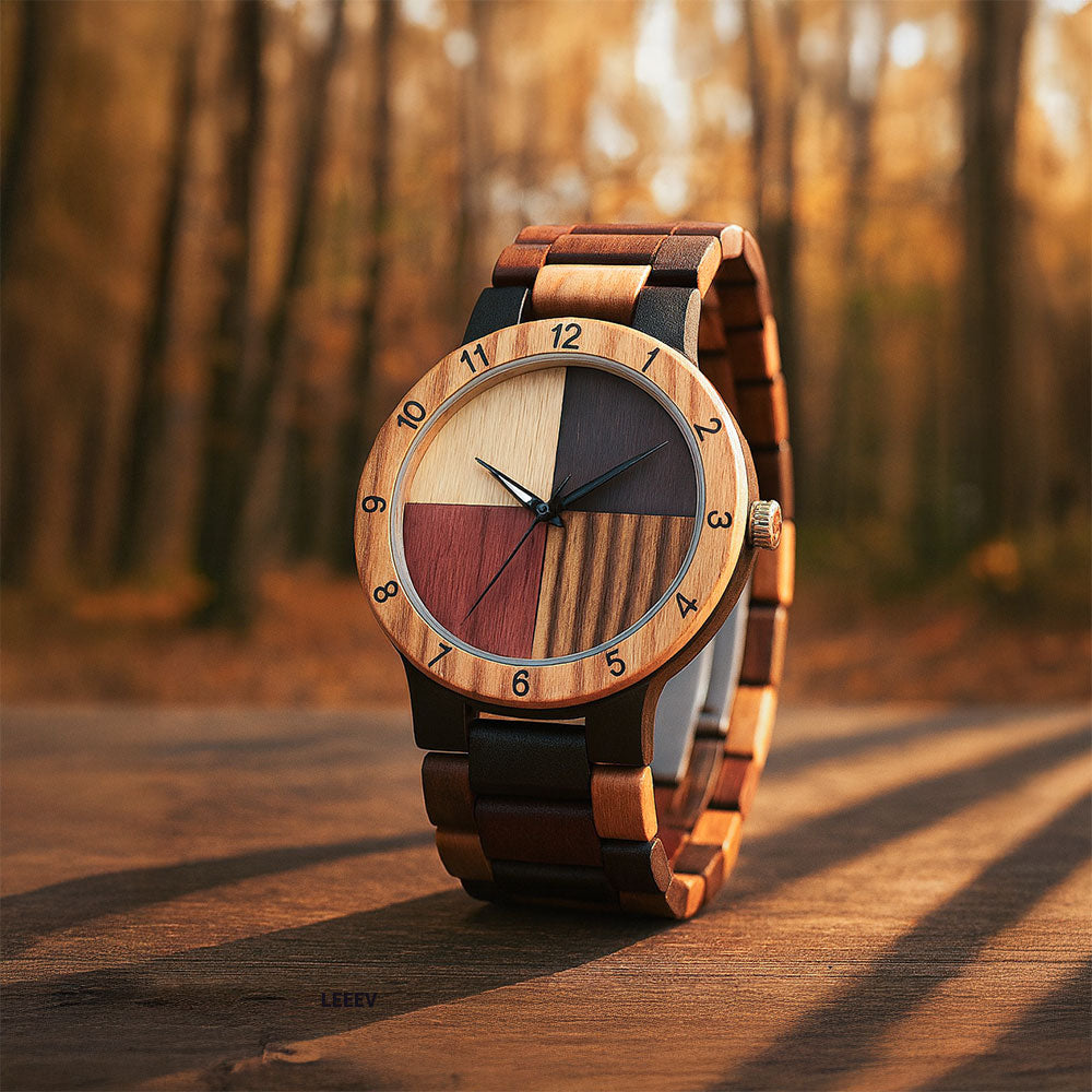 EV1028 Multi Color Band Solid Wood Watch