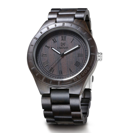 UWOOD UW001 Black Brown Sandal Wood Watch for Men