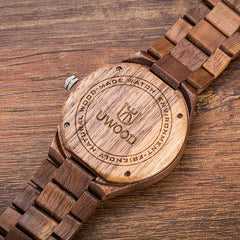 UWH001 Tan Natural Walnut Wood Watch for Men