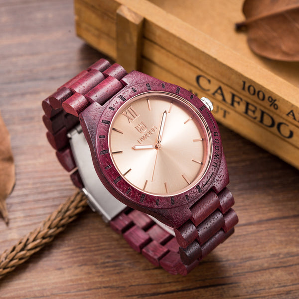 UWH001 Purple Heart Sandal Wood Watch for Men
