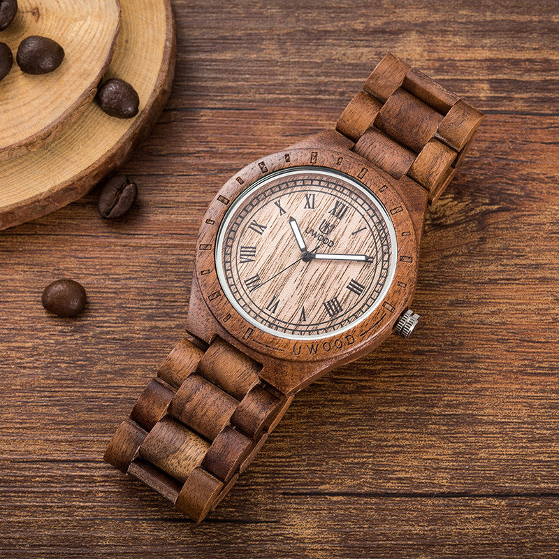 UWH001 Tan Natural Walnut Wood Watch for Men