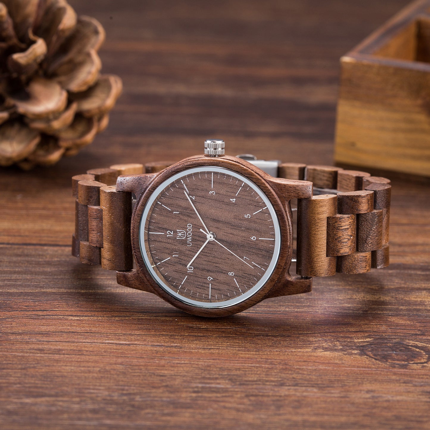 UWH1007 Tan Walnut Wood Watch for Men