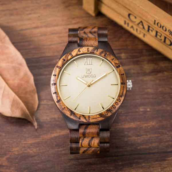UWH001 Zebra Black  Men's Wood Watch