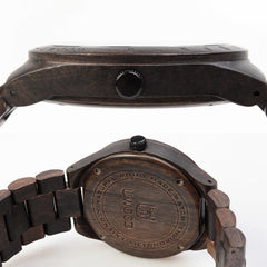 UWOOD UW001 Black Brown Sandal Wood Watch for Men