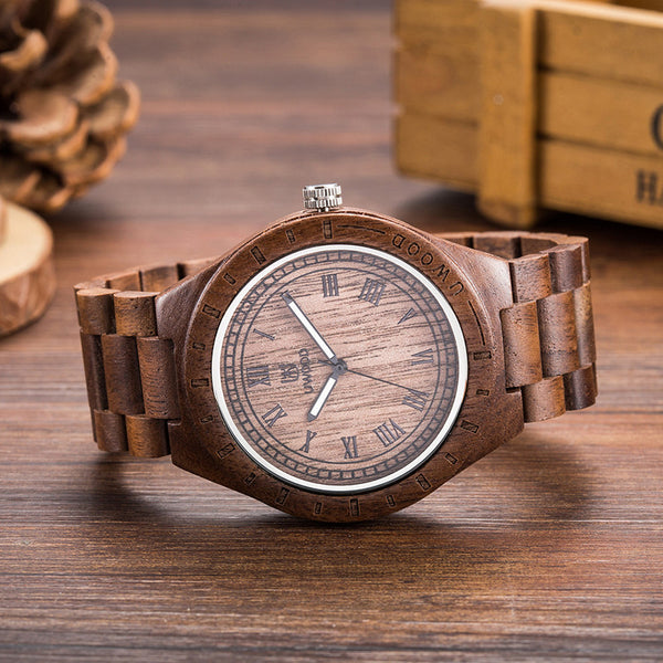 UWH001 Tan Natural Walnut Wood Watch for Men