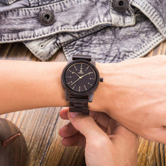 UWH1007 Black Sandal Wood Watch for Men