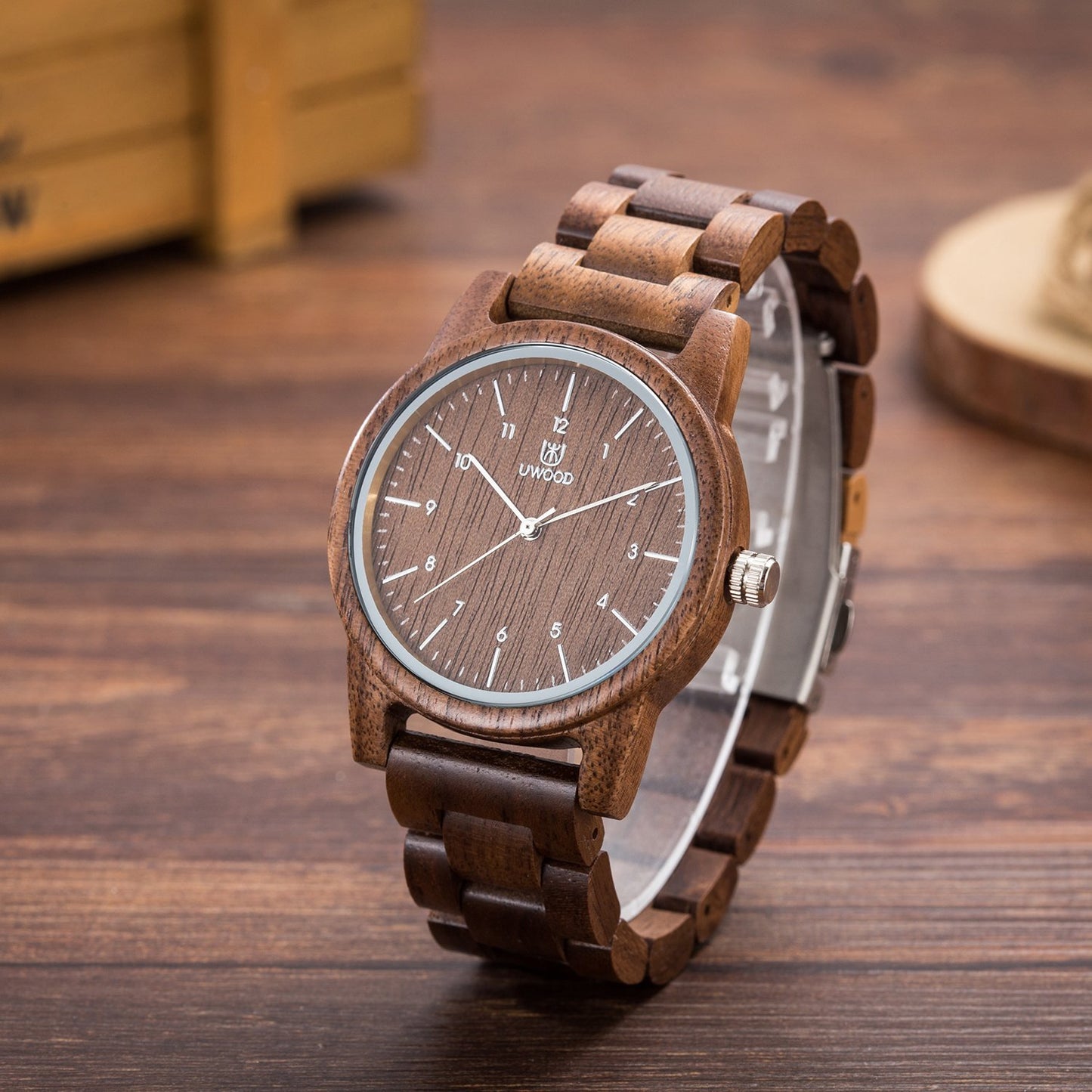 UWH1007 Tan Walnut Wood Watch for Men
