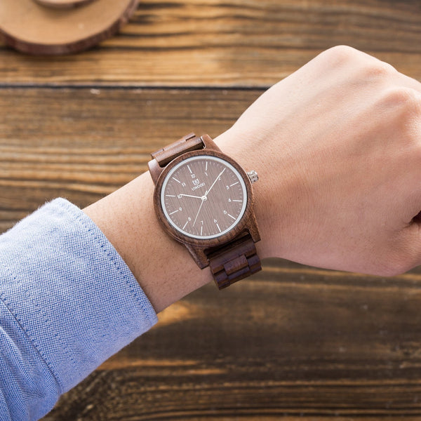UWH1007 Tan Walnut Wood Watch for Men
