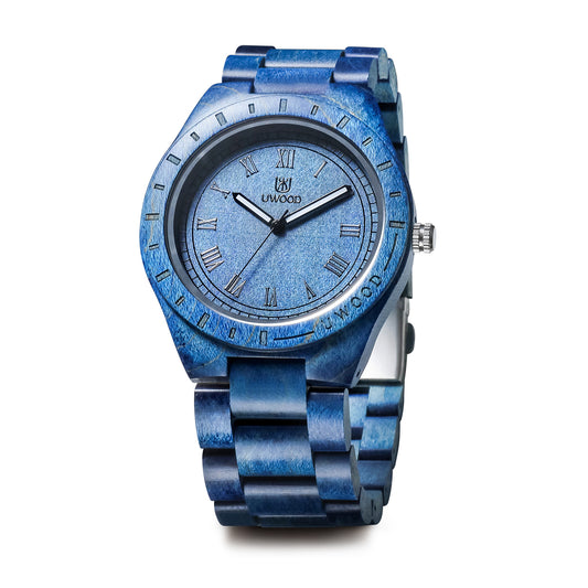 UWH001 Mix Blue Sandal Wood Watch for Men Gift Idea