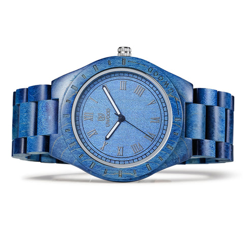 UWH001 Mix Blue Sandal Wood Watch for Men Gift Idea