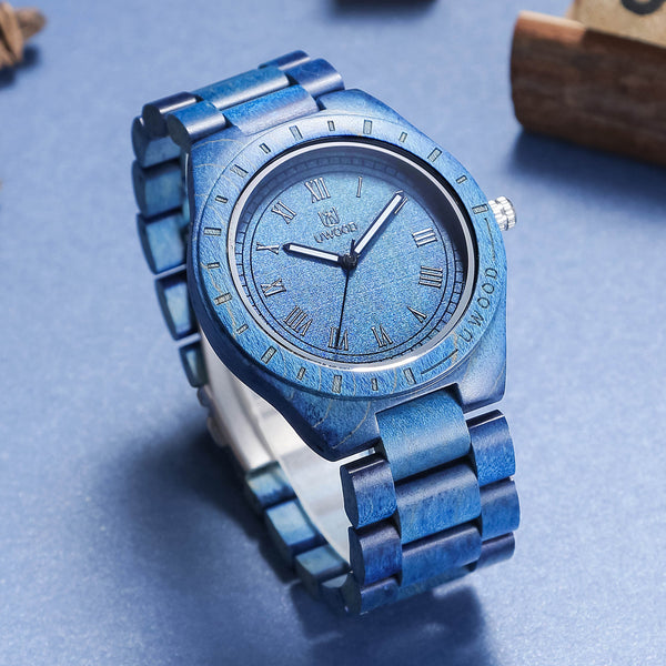 UWH001 Mix Blue Sandal Wood Watch for Men Gift Idea