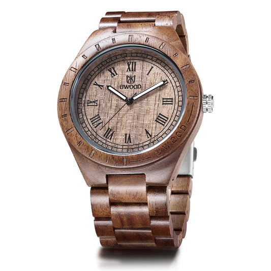 UWH001 Tan Natural Walnut Wood Watch for Men