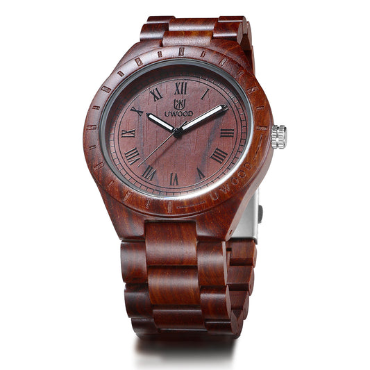 UWH001 Red Sandal Wood Watch for Men