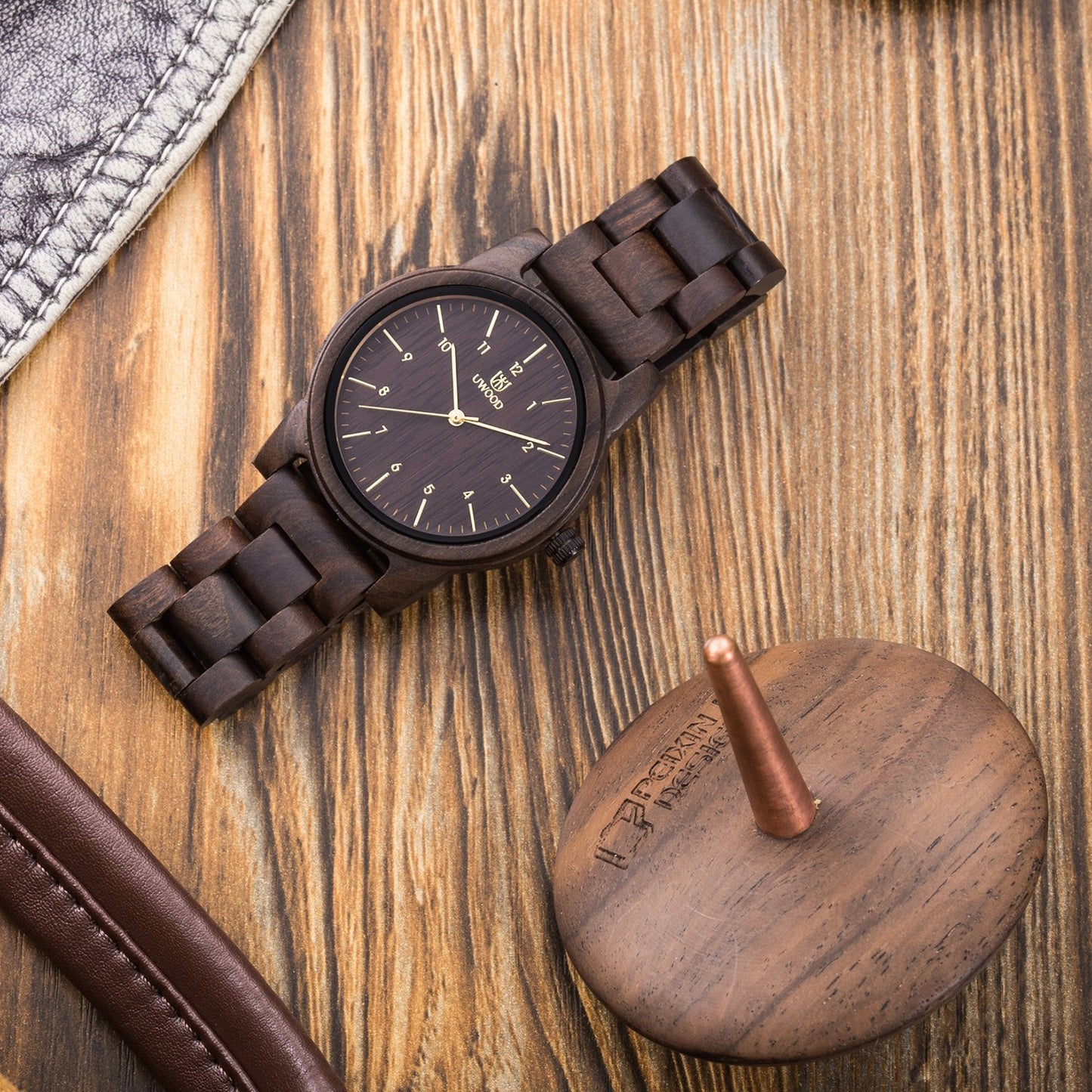 UWOOD UW1007 Black Sandal Wood Watch for Men