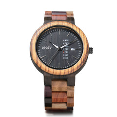 EV1010_Mix Multi Color Band Solid Wood Watch