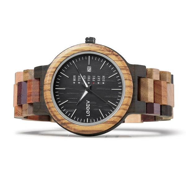 EV1010_Mix Multi Color Band Solid Wood Watch