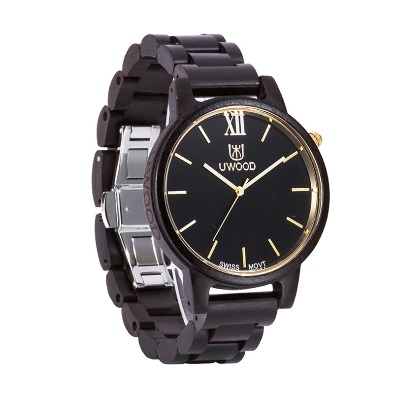 UWH1002 Black Ebony Wood Watch for Men