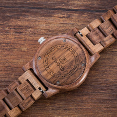 UWH1007 Tan Walnut Wood Watch for Men