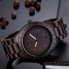 UWOOD UW001 Black Brown Sandal Wood Watch for Men