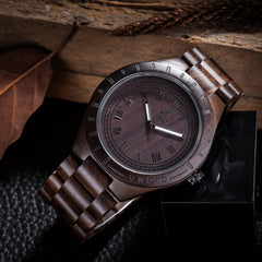 UWOOD UW001 Black Brown Sandal Wood Watch for Men