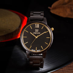 UWH1002 Black Ebony Wood Watch for Men