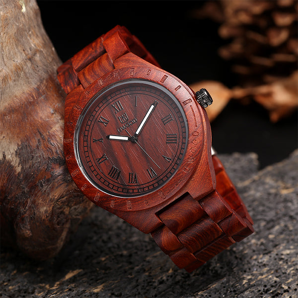 UWH001 Red Sandal Wood Watch for Men