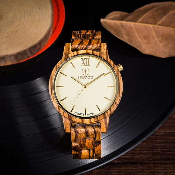 UWH1002 Zebra Wood Watch for Men - Super Slim