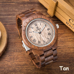UWH001 Tan Natural Walnut Wood Watch for Men