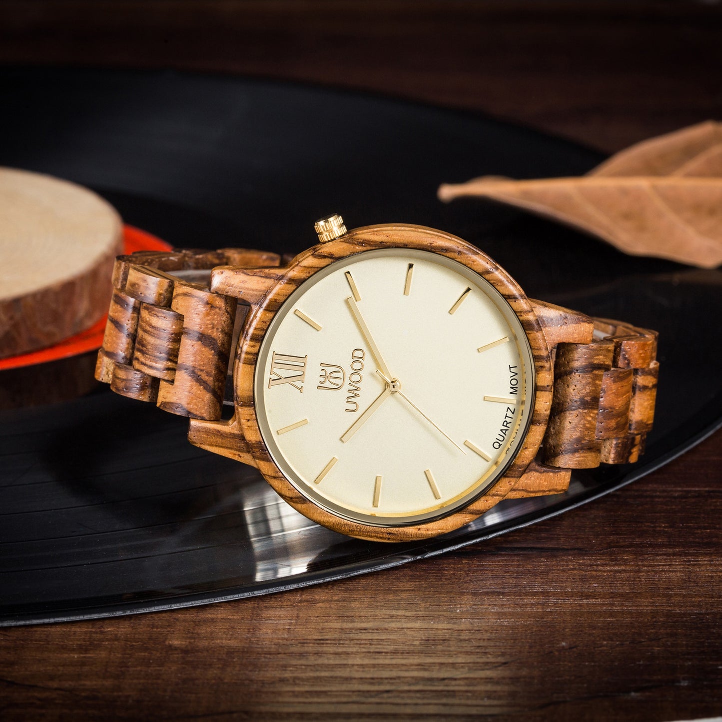 UWH1002 Zebra Wood Watch for Men - Super Slim