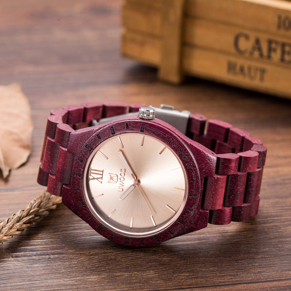 UWH001 Purple Heart Sandal Wood Watch for Men